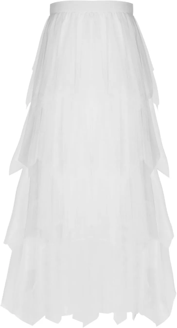 Women Tulle Skirts Layered Tutu Skirt Midi Length Elastic High Waist A Line Skirt Party Evening Mesh Skirt 2025
