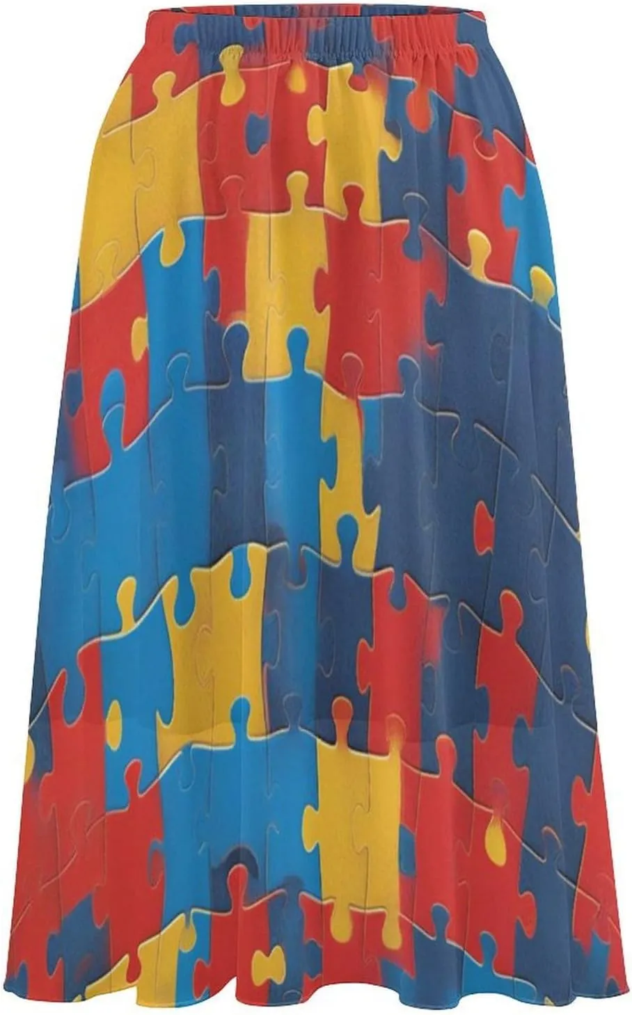 Women's A-Line Elastic Waist Polyester Spandex Midi Skirt