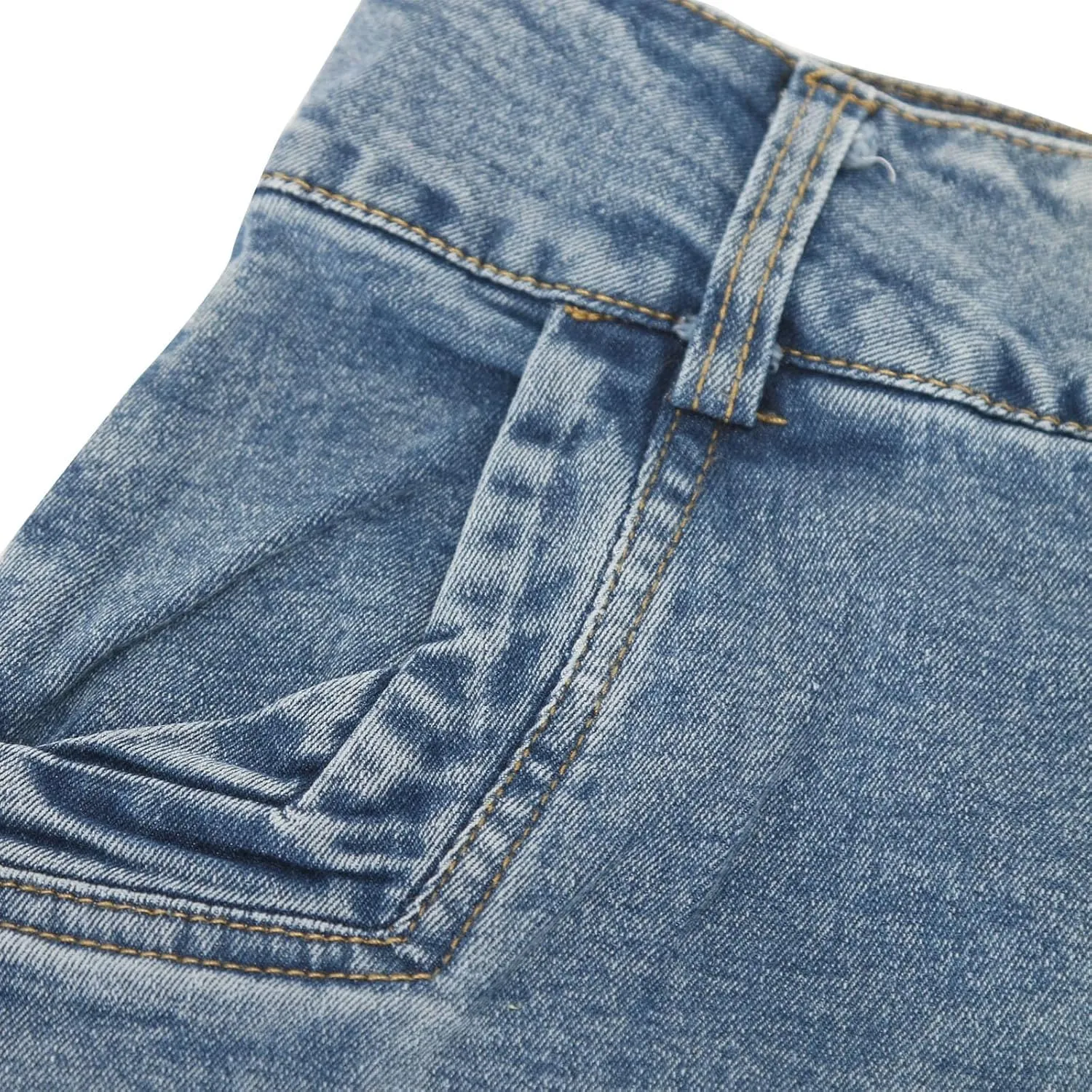 Women's Bodycon Jean Skirt Front Split Frayed Washed Midi Denim Pencil Skirt Destroyed Distressed Denim Skirts