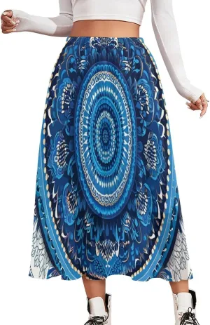 Womens Casual Chiffon High Waisted A Line Flowy Midi Skirts