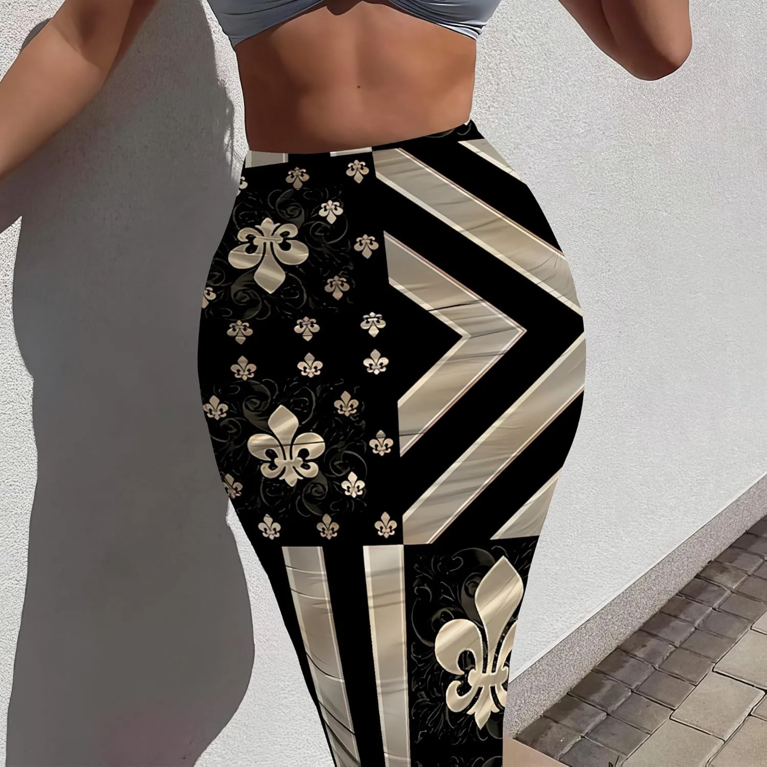 Women's Casual Ruched High Waist Bodycon Party Club Night Out Pencil Suit Skirt Elegant Stretchy Below Knee Work Skirt Dress