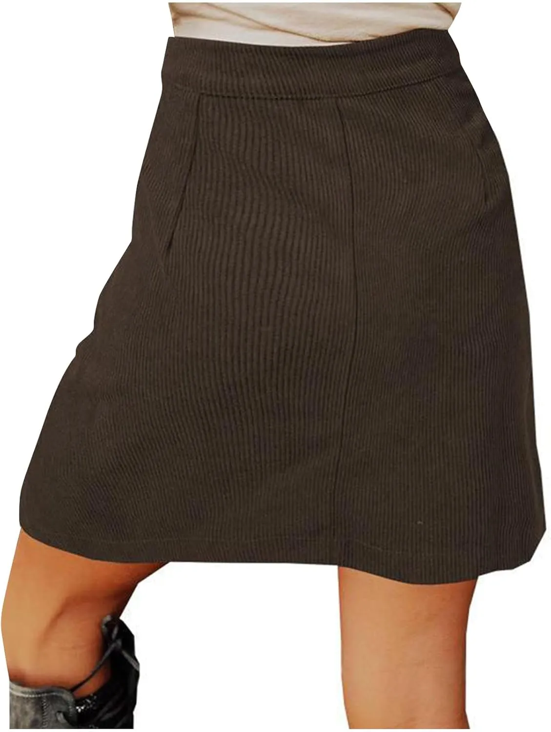 Womens Corduroy Skirts High Waist Button Down A-line Short Skirt Y2K Trendy Casual Skirt with Pockets for Fall Winter