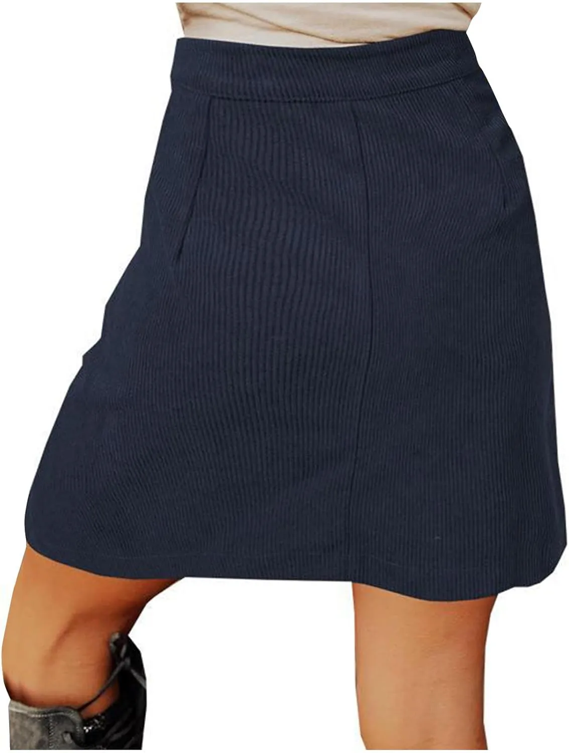 Womens Corduroy Skirts High Waist Button Down A-line Short Skirt Y2K Trendy Casual Skirt with Pockets for Fall Winter