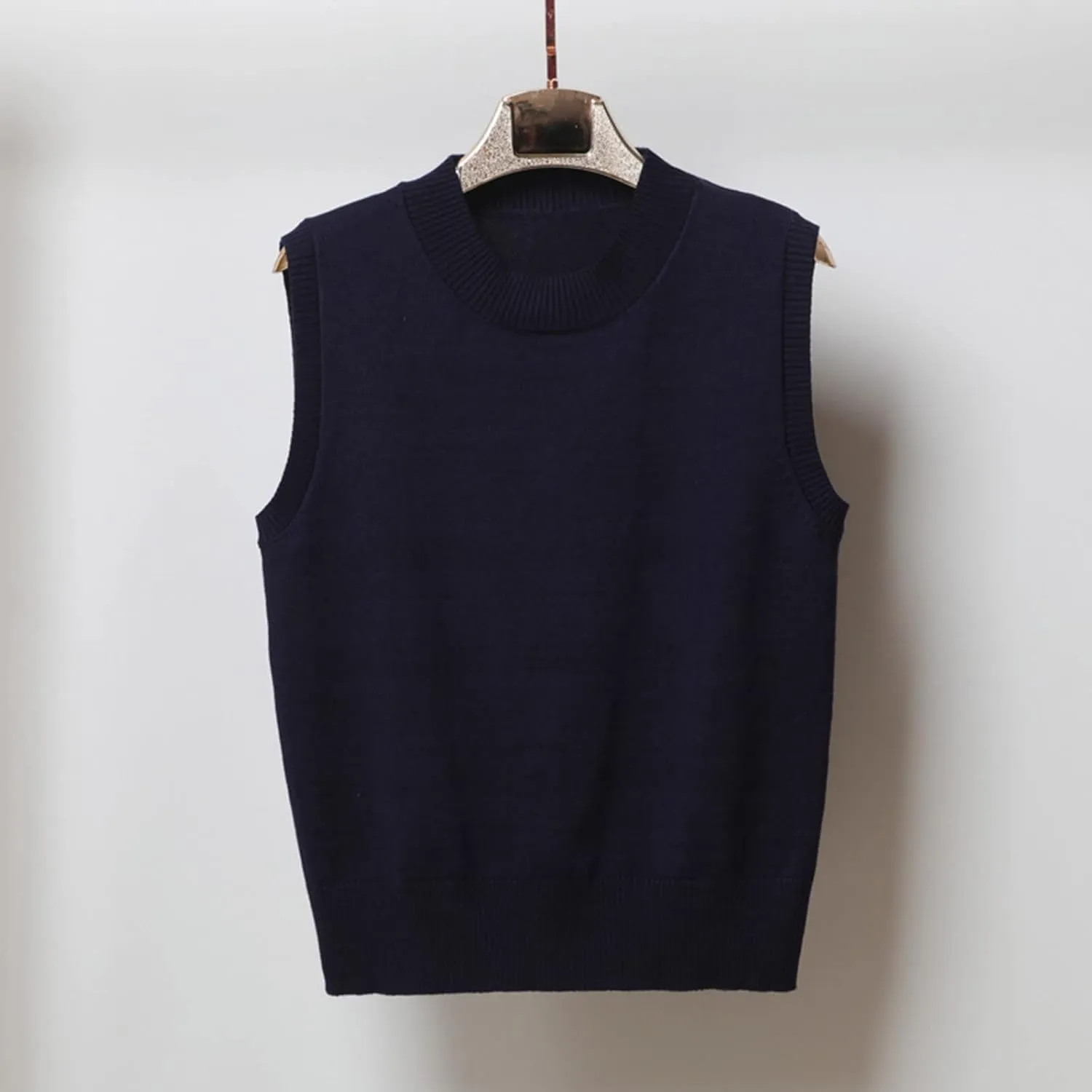Womens Crew-Neck Knitted Sweater Vest,Sweater Vest,Pure Casual Business Dress Vest,Cable Knit Crop Tank Tops