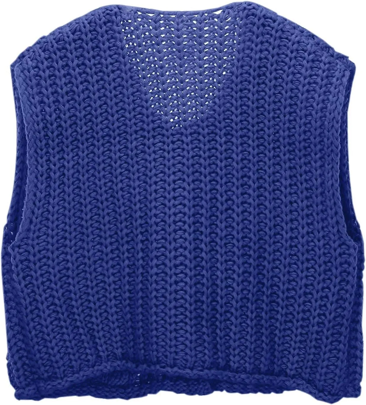 Womens Crochet Chunky Knit Tank Top Sleeveless Button Down Trendy Casual Crop Tops Cardigan Sweater Vest with Pockets