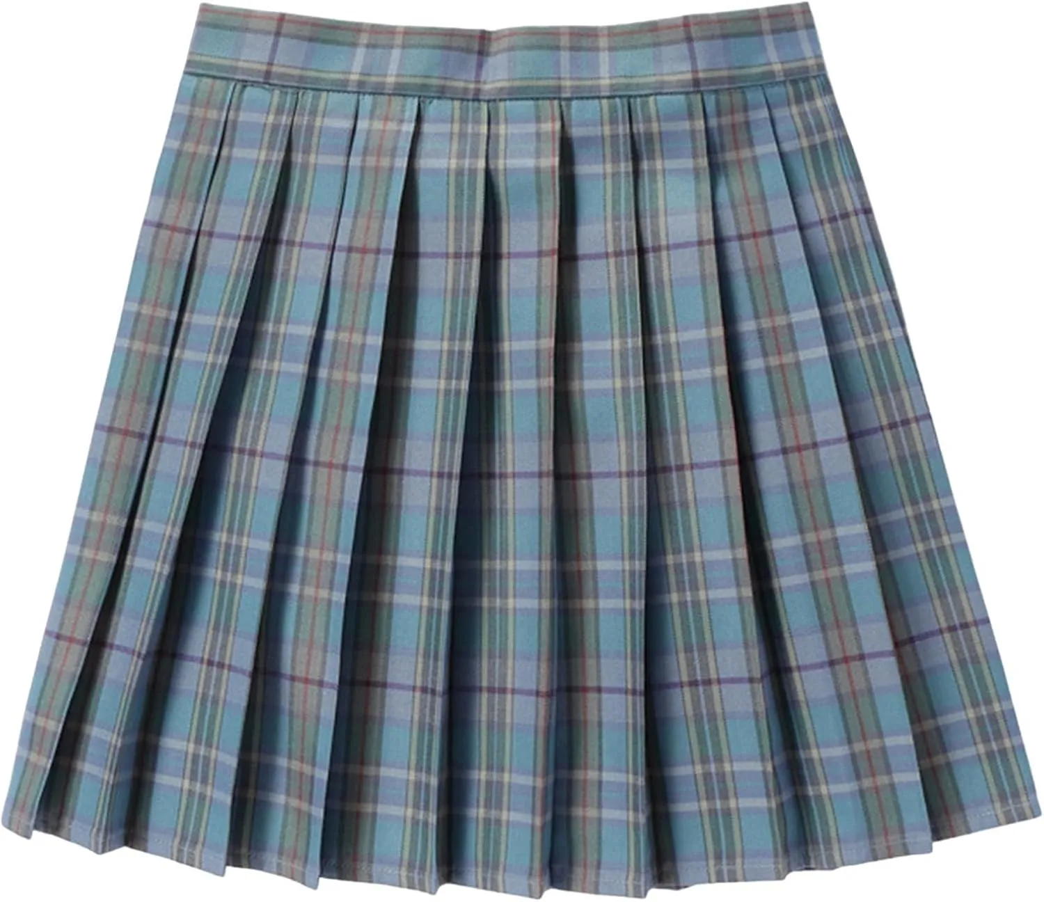 Women's Cute Plaid High Waist Above Knee A-line Skater Mini Short Skirt Stretchy Pleated A Line Mini Skirt Cute