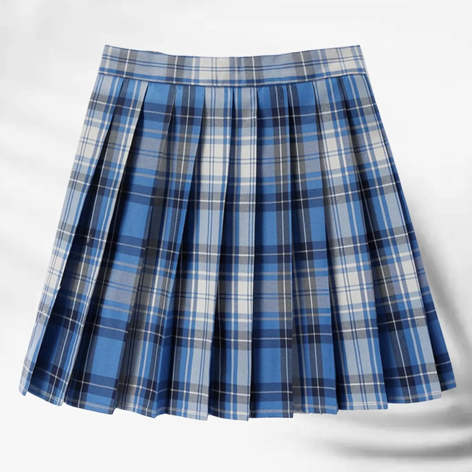 Women's Cute Plaid High Waist Above Knee A-line Skater Mini Short Skirt Stretchy Pleated A Line Mini Skirt Cute