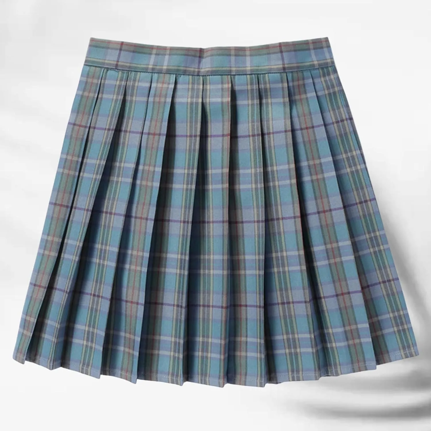 Women's Cute Plaid High Waist Above Knee A-line Skater Mini Short Skirt Stretchy Pleated A Line Mini Skirt Cute