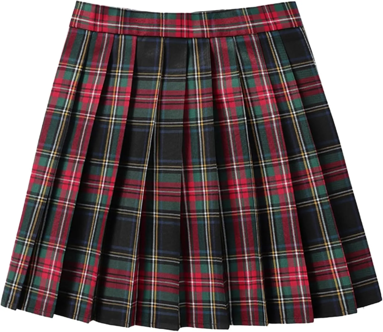 Women's Cute Plaid High Waist Above Knee A-line Skater Mini Short Skirt Stretchy Pleated A Line Mini Skirt Cute