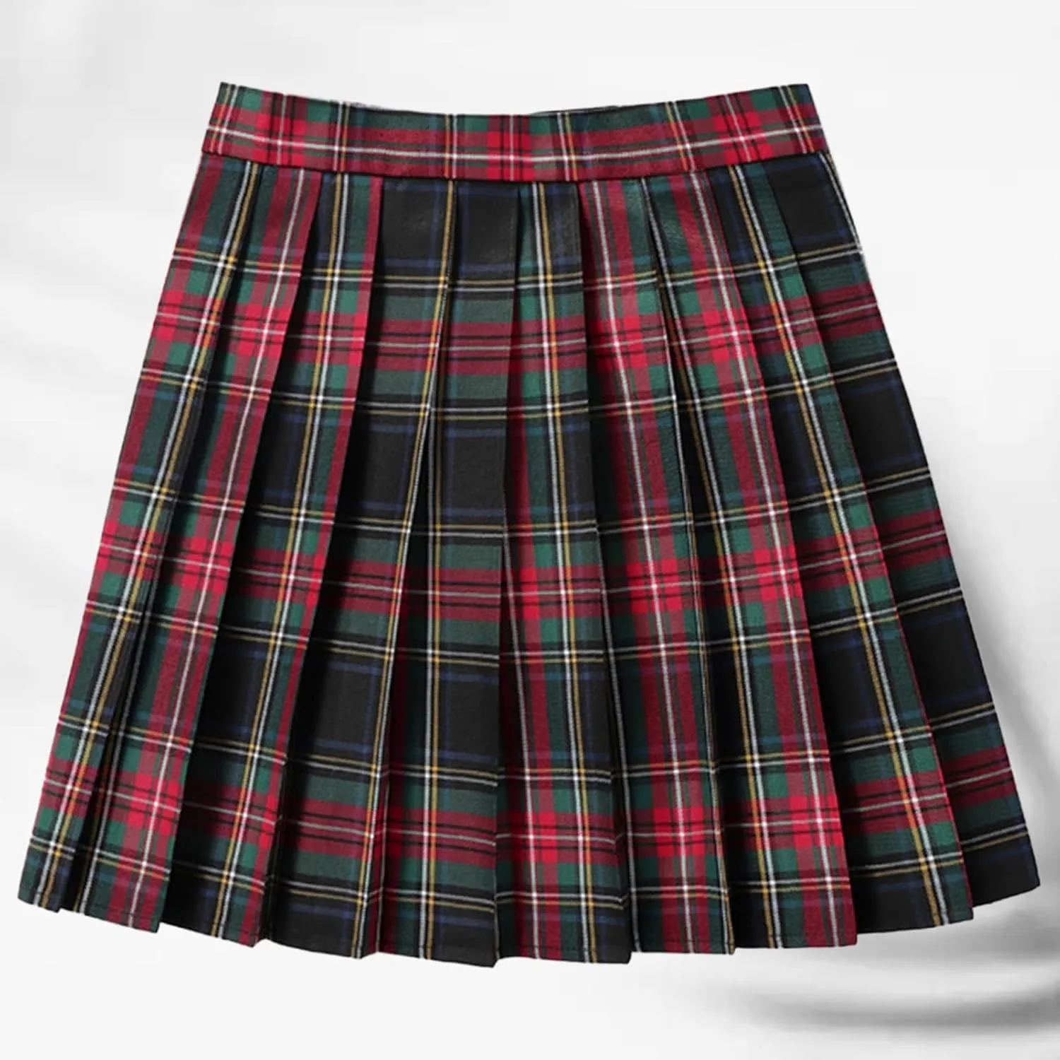 Women's Cute Plaid High Waist Above Knee A-line Skater Mini Short Skirt Stretchy Pleated A Line Mini Skirt Cute