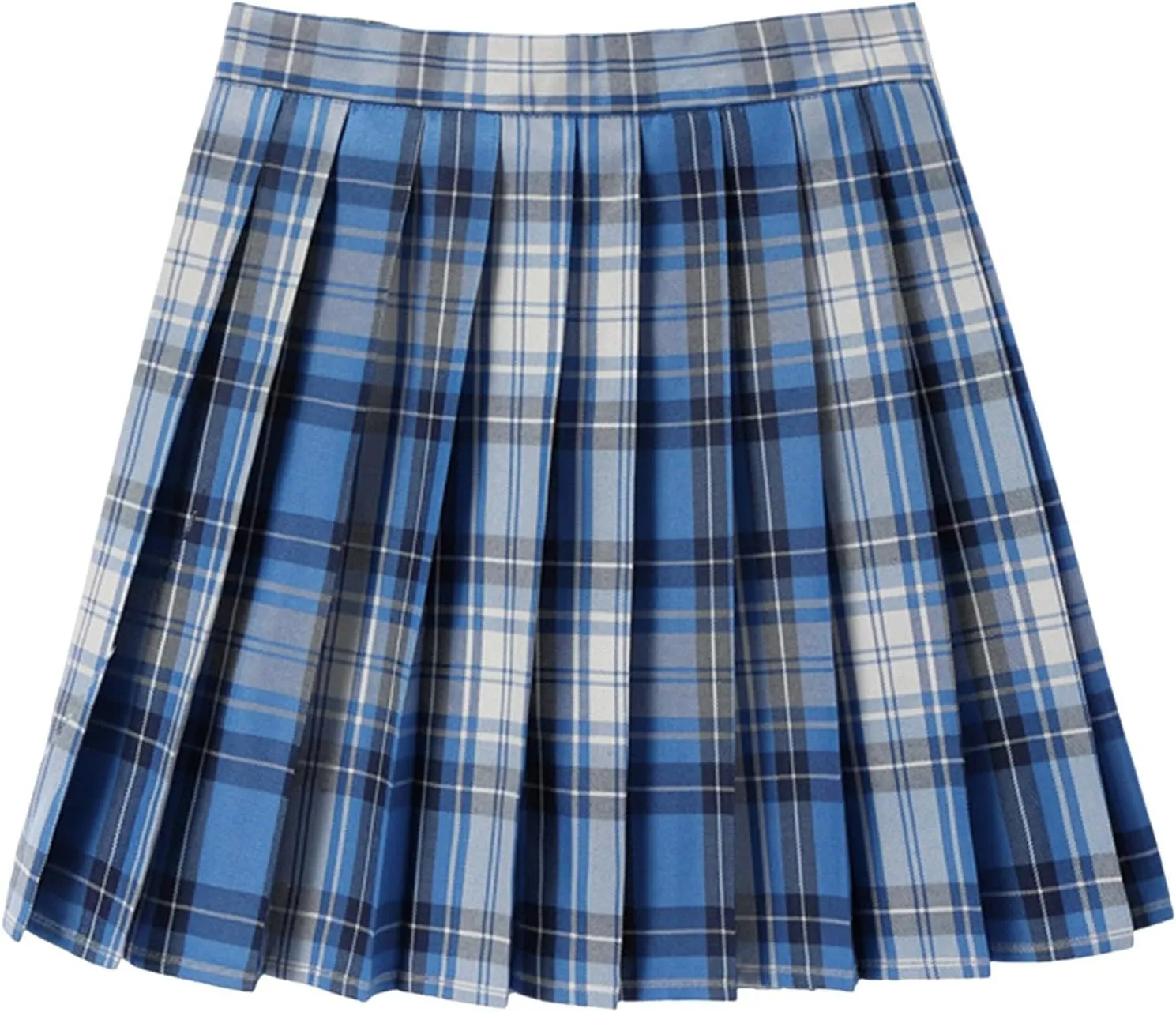 Women's Cute Plaid High Waist Above Knee A-line Skater Mini Short Skirt Stretchy Pleated A Line Mini Skirt Cute