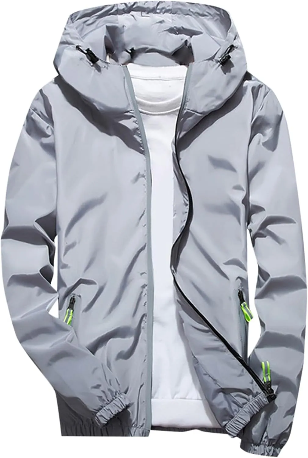 Women's Cycling Windbreaker Jacket, Waterproof Running Workout Rain Jackets, Packable Reflective Hiking Hoodie