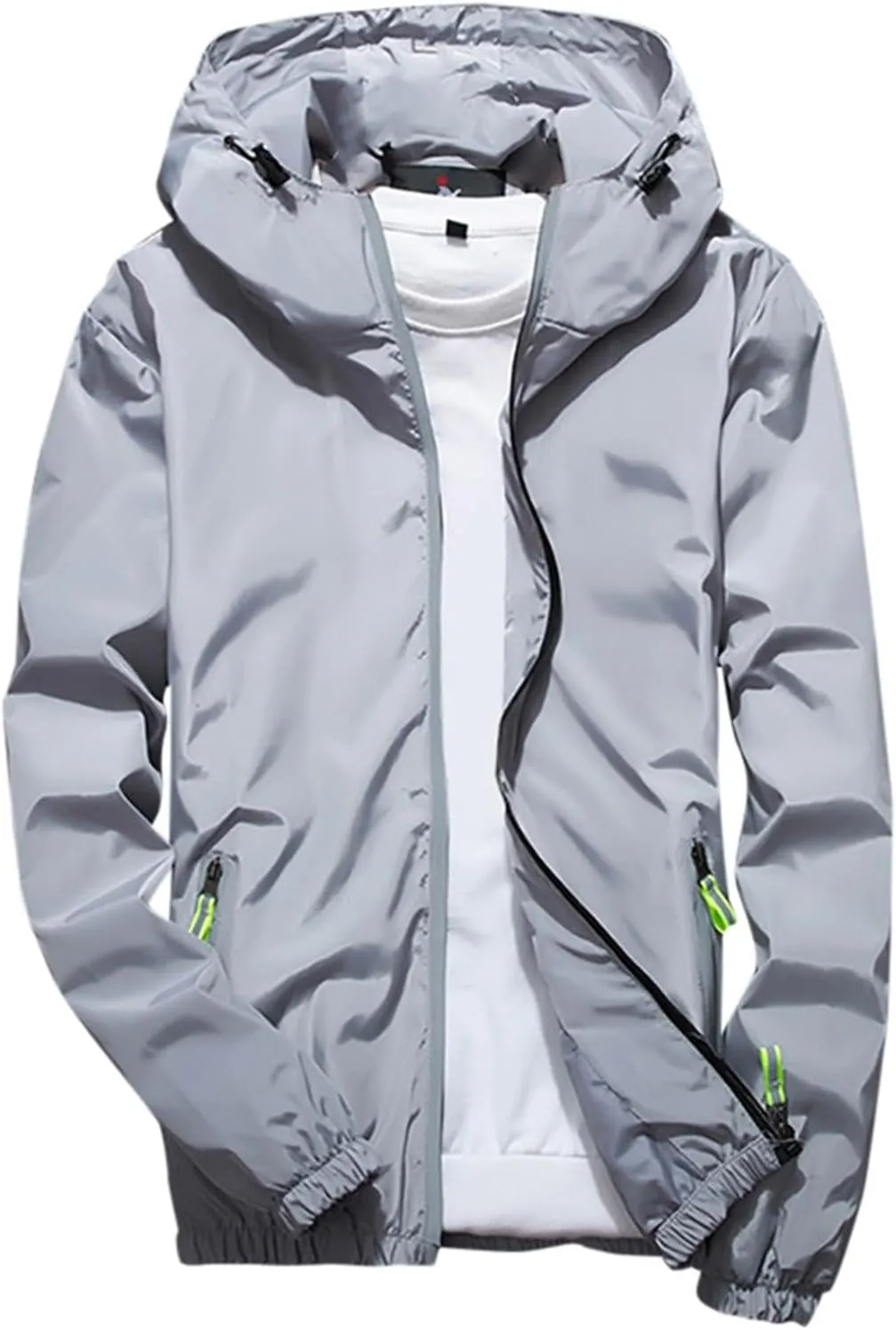 Women's Cycling Windbreaker Jacket, Waterproof Running Workout Rain Jackets, Packable Reflective Hiking Hoodie