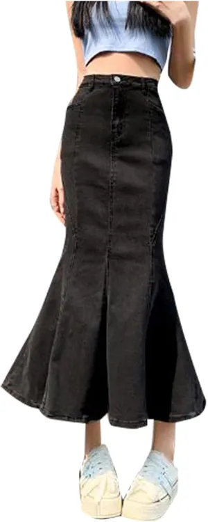 Women's Denim Split Half Skirt with Buttocks and Fishtail Skirt Toddler Denim Skirt Set