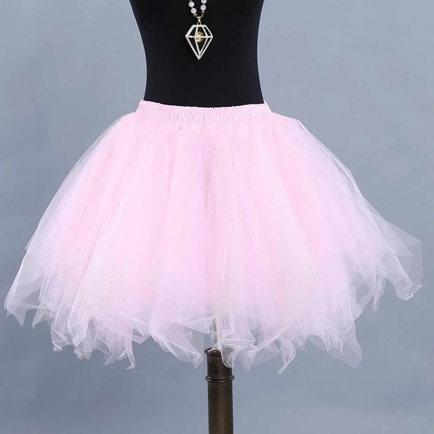 Womens Fashion Solid Fashion Skirt Tutu Birth Cake Skirt Puffy Skirt Pleated Midi Skirt