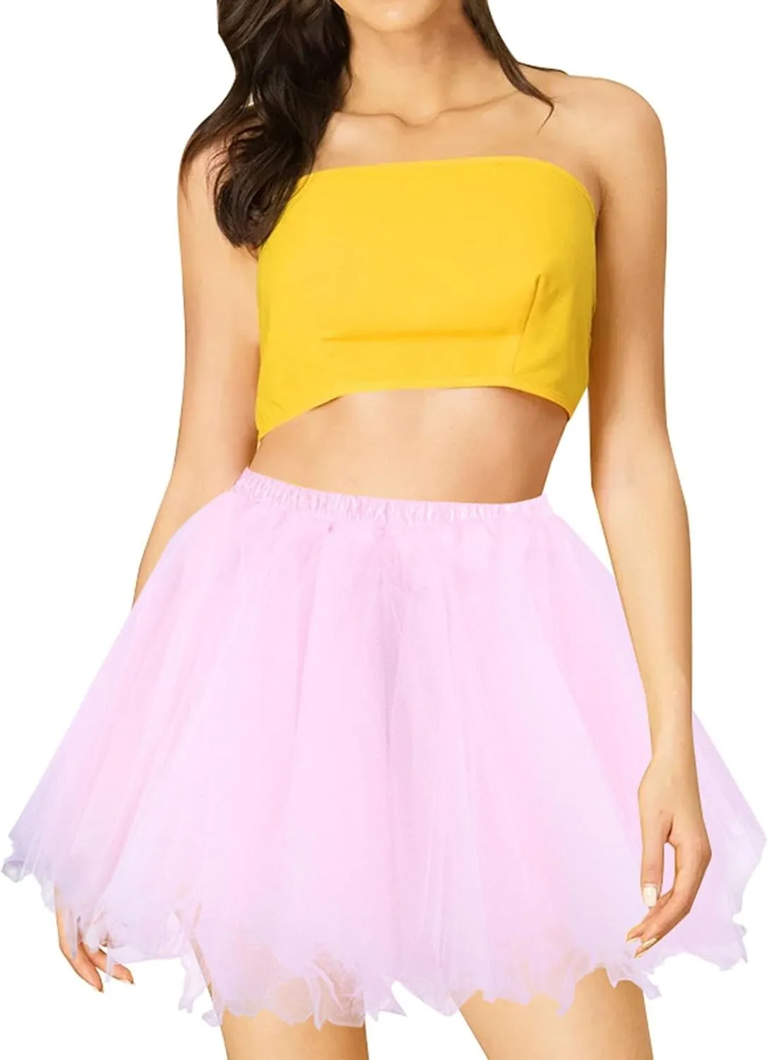 Womens Fashion Solid Fashion Skirt Tutu Birth Cake Skirt Puffy Skirt Pleated Midi Skirt