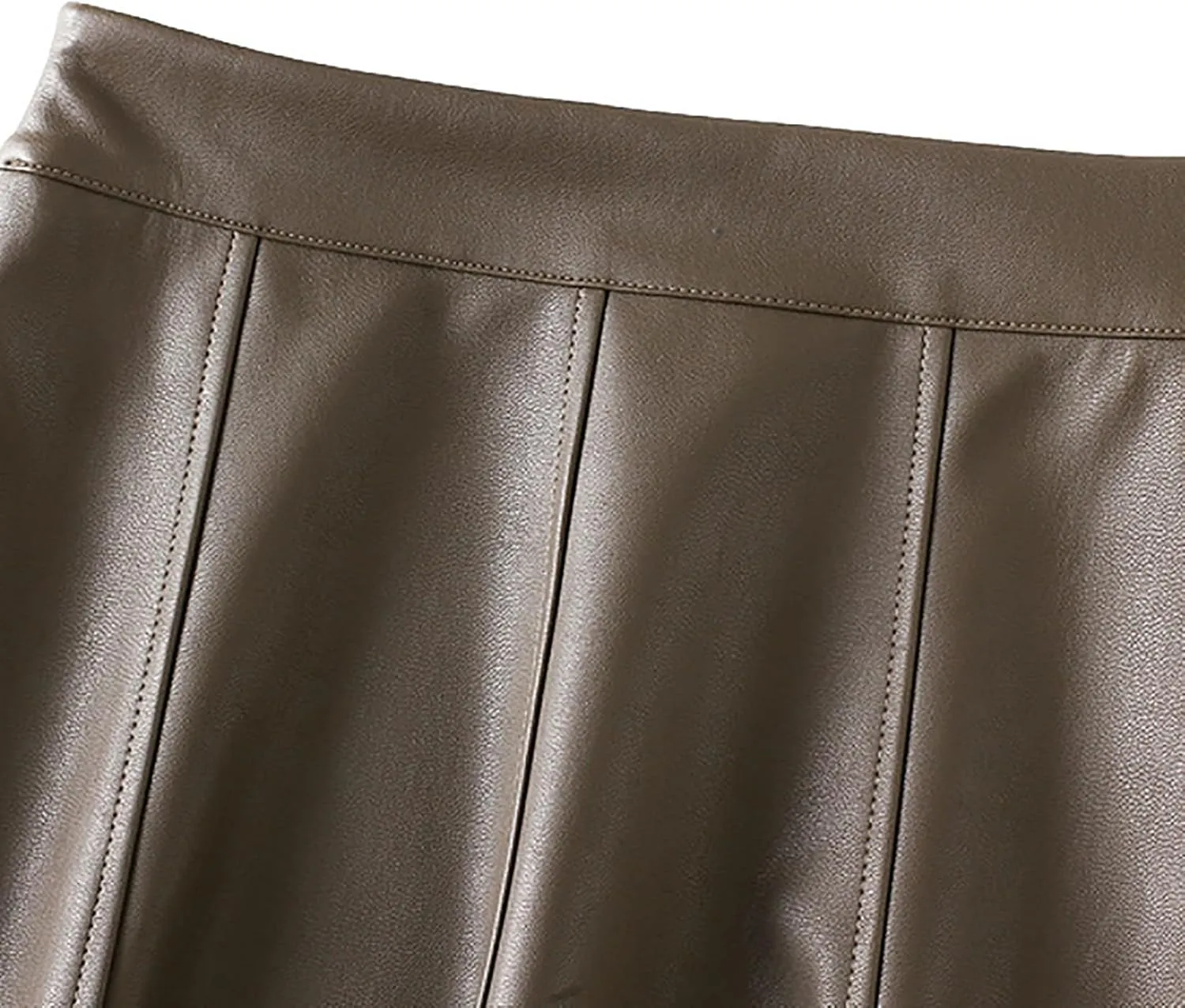 Women's Faux Leather Skirt High Waist Pleated Flare Midi Skirt Bodycon Wrap Midi Hip Skirts A Line Swing Skirts