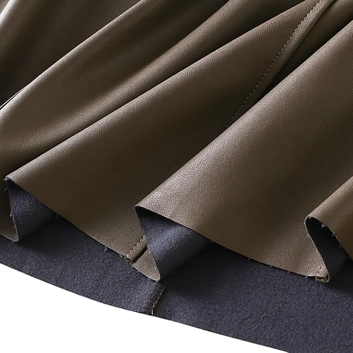 Women's Faux Leather Skirt High Waist Pleated Flare Midi Skirt Bodycon Wrap Midi Hip Skirts A Line Swing Skirts