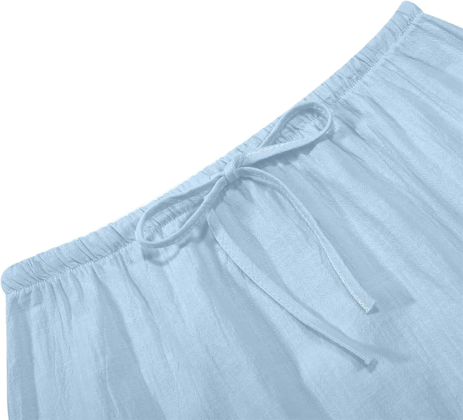 Womens Flared Maxi Skirt Summer Lightweight Drawstring High Waisted Skort Casual Breathable Solid Color A Line Skirt