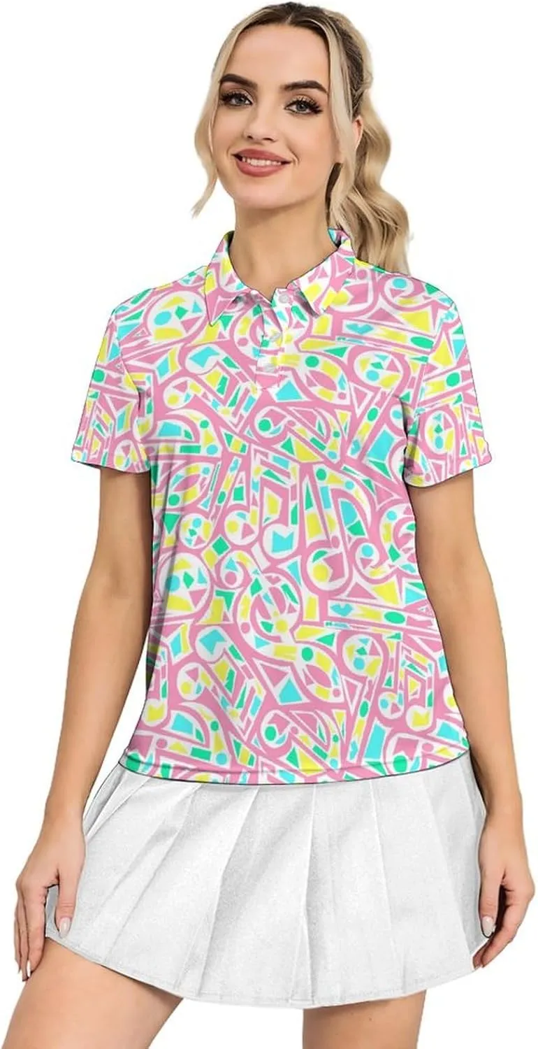 Womens Golf Shirt Short Sleeve V Neck Polo Shirt Moisture Wicking Polo Shirt Quick Dry Tennis Polo Shirt