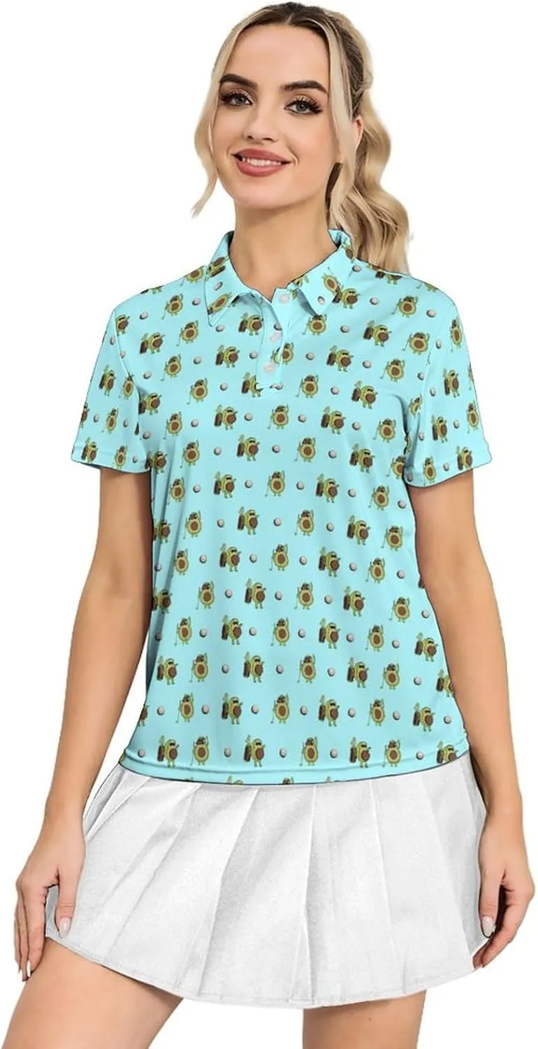 Womens Golf Shirt Short Sleeve V Neck Polo Shirt Moisture Wicking Polo Shirt Quick Dry Tennis Polo Shirt