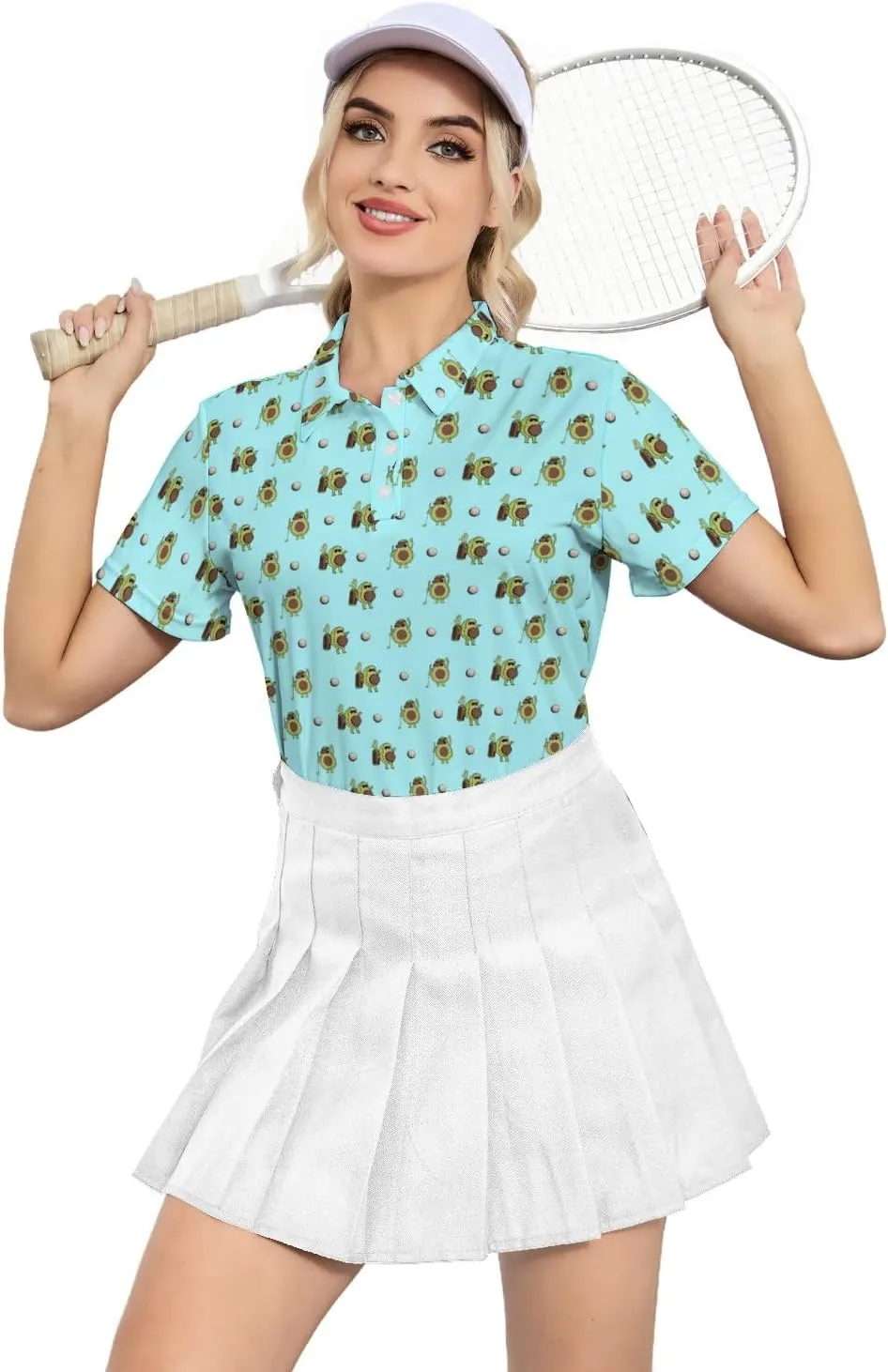 Womens Golf Shirt Short Sleeve V Neck Polo Shirt Moisture Wicking Polo Shirt Quick Dry Tennis Polo Shirt