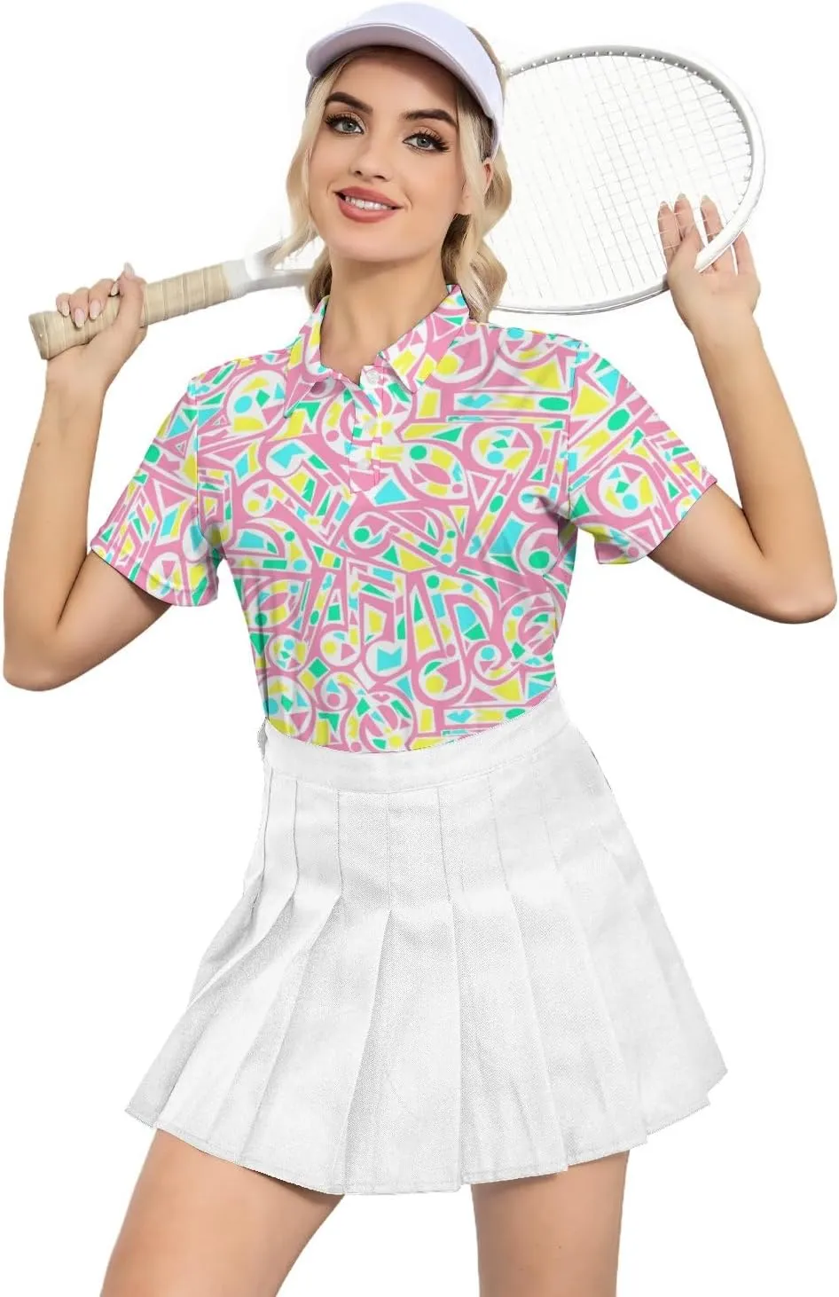 Womens Golf Shirt Short Sleeve V Neck Polo Shirt Moisture Wicking Polo Shirt Quick Dry Tennis Polo Shirt