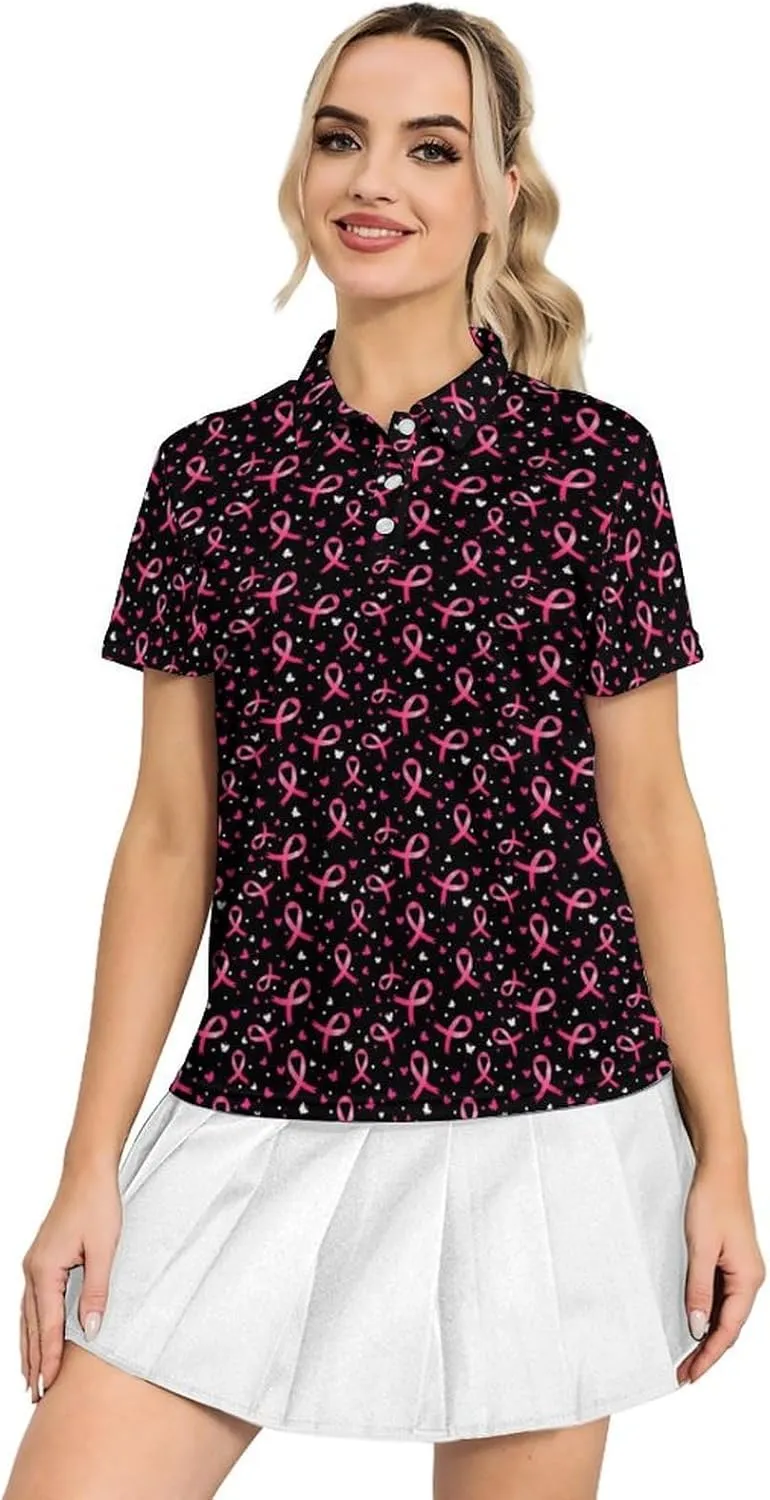 Womens Golf Shirt Short Sleeve V Neck Polo Shirt Moisture Wicking Polo Shirt Quick Dry Tennis Polo Shirt