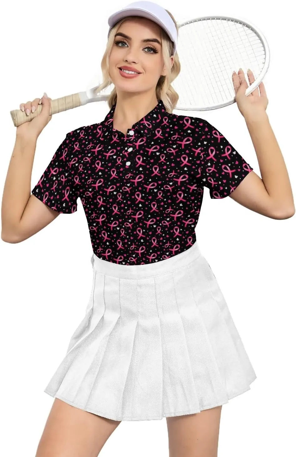 Womens Golf Shirt Short Sleeve V Neck Polo Shirt Moisture Wicking Polo Shirt Quick Dry Tennis Polo Shirt