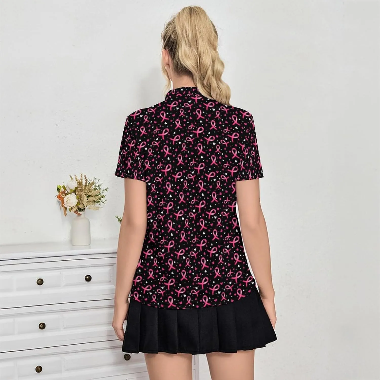 Womens Golf Shirt Short Sleeve V Neck Polo Shirt Moisture Wicking Polo Shirt Quick Dry Tennis Polo Shirt