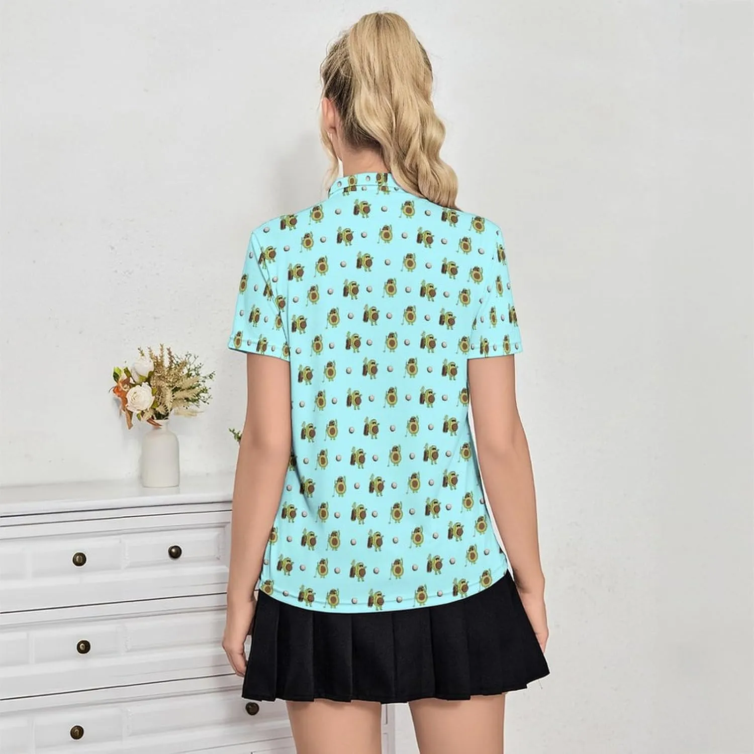 Womens Golf Shirt Short Sleeve V Neck Polo Shirt Moisture Wicking Polo Shirt Quick Dry Tennis Polo Shirt