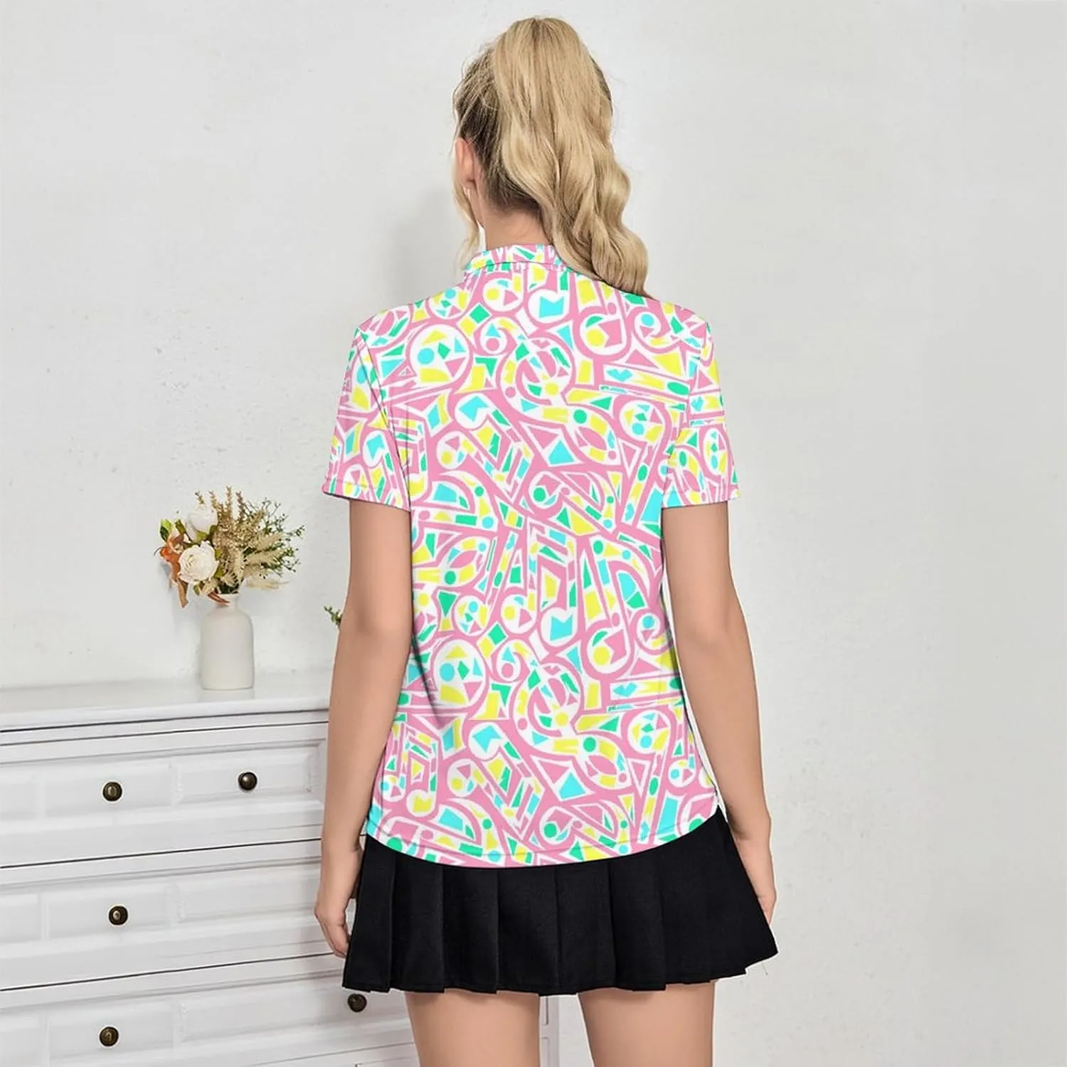 Womens Golf Shirt Short Sleeve V Neck Polo Shirt Moisture Wicking Polo Shirt Quick Dry Tennis Polo Shirt