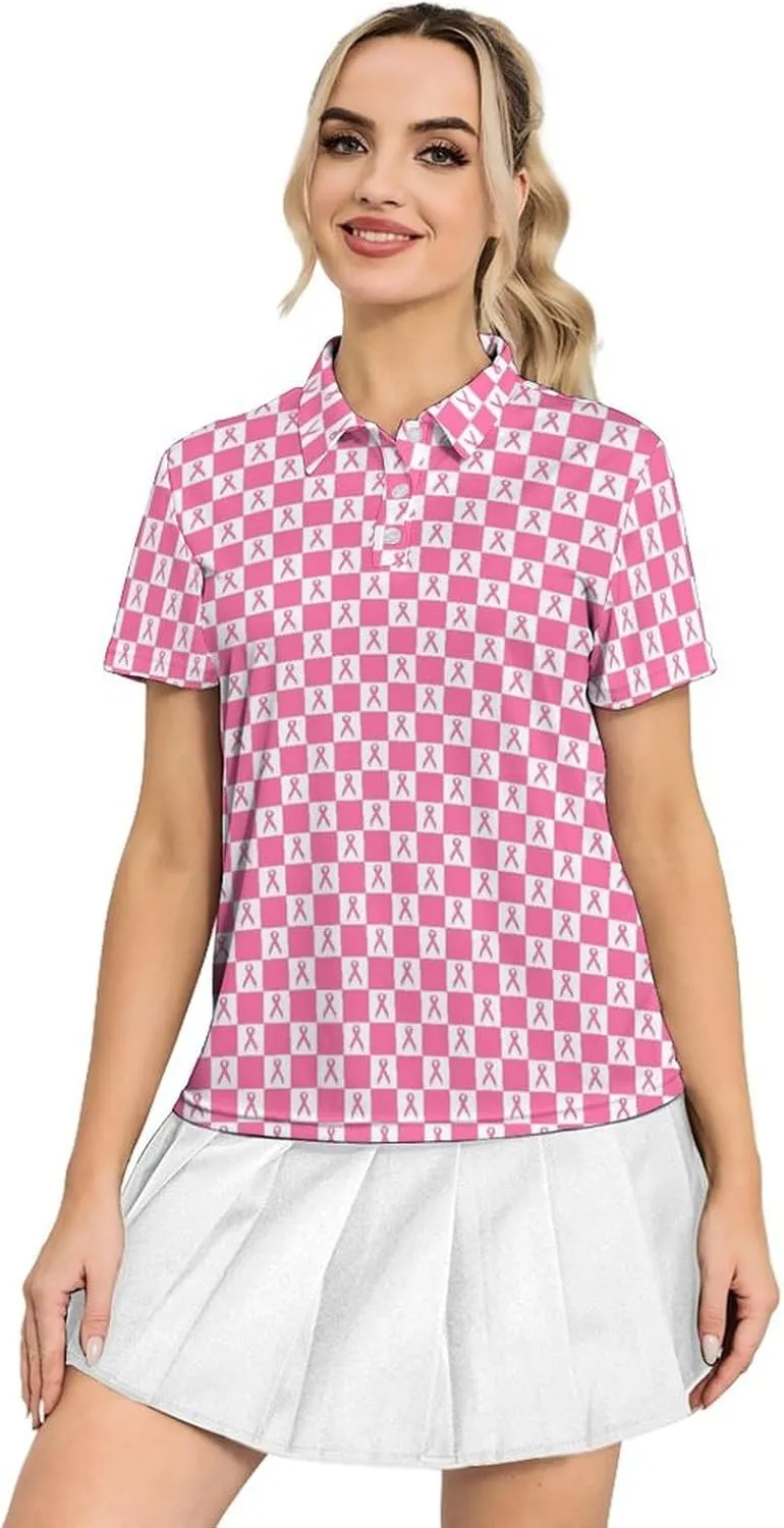 Womens Golf Shirt Short Sleeve V Neck Polo Shirt Moisture Wicking Polo Shirt Quick Dry Tennis Polo Shirt