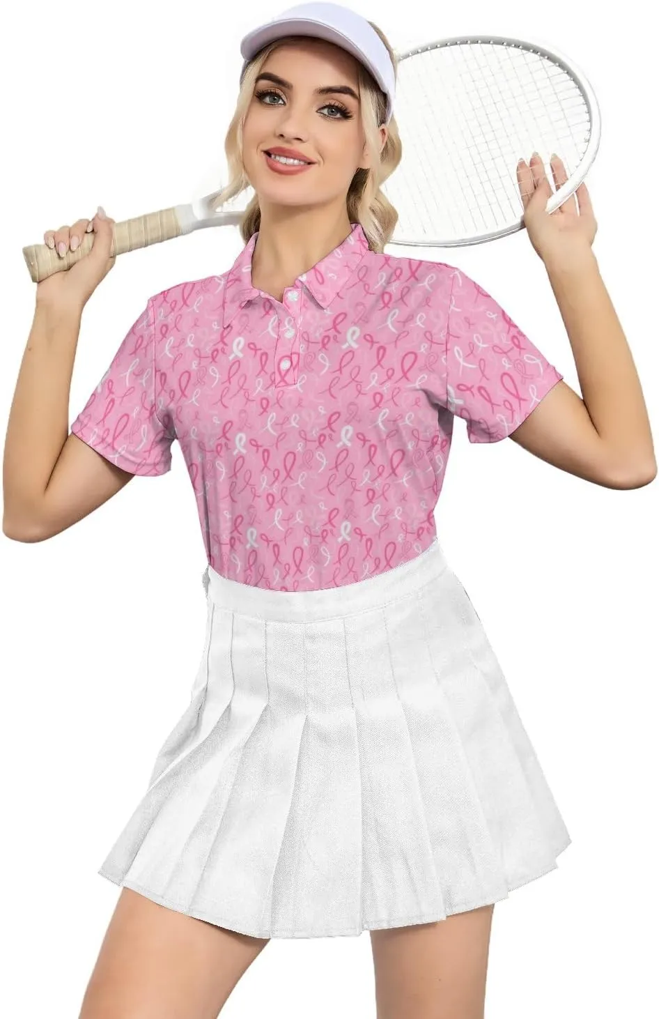 Womens Golf Shirt Short Sleeve V Neck Polo Shirt Moisture Wicking Polo Shirt Quick Dry Tennis Polo Shirt