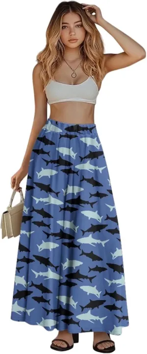 Women's High Waist A Line Maxi Skirt Summer A-Line Beach Maxi Skirt for Women Trendy Hem S,M,L,XL,2XL