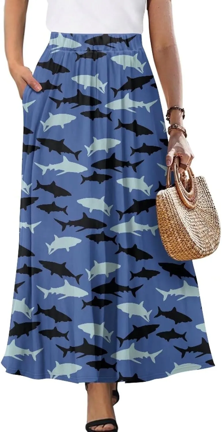 Women's High Waist A Line Maxi Skirt Summer A-Line Beach Maxi Skirt for Women Trendy Hem S,M,L,XL,2XL