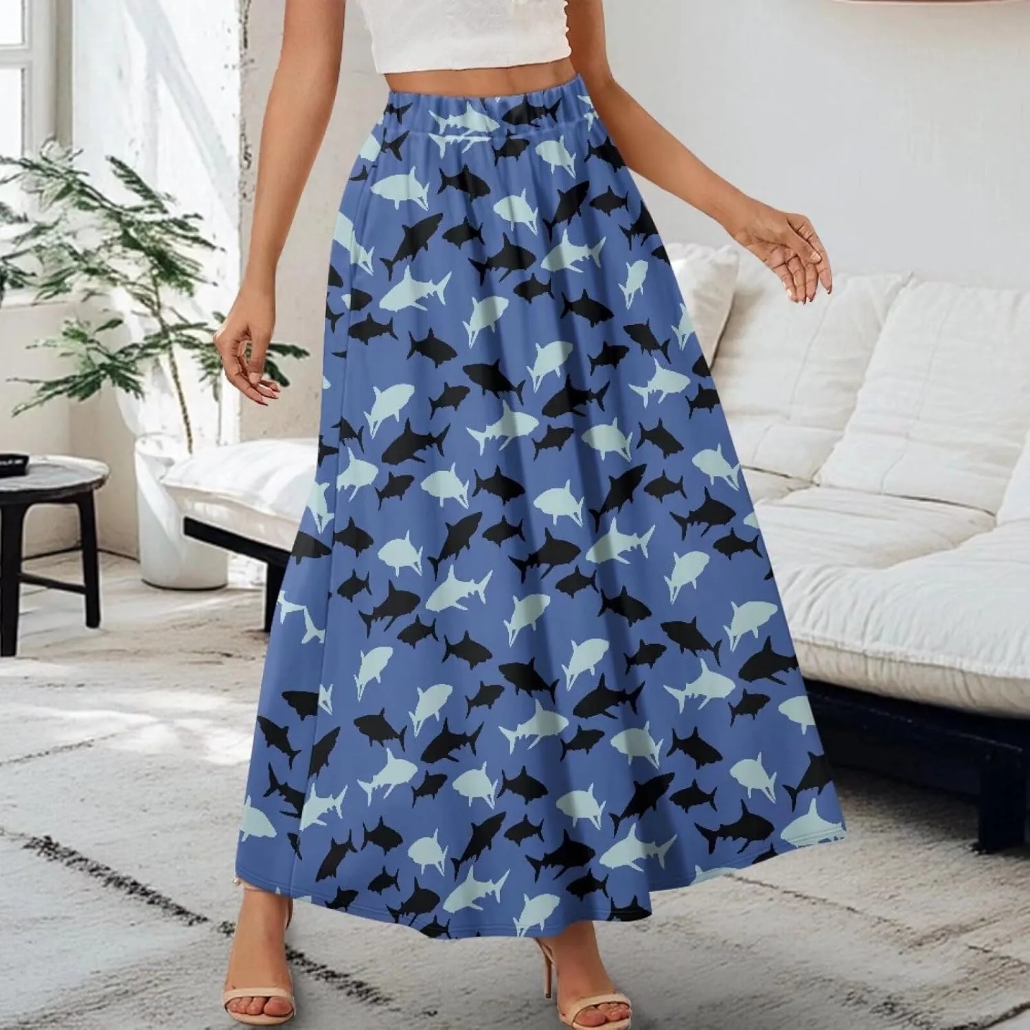Women's High Waist A Line Maxi Skirt Summer A-Line Beach Maxi Skirt for Women Trendy Hem S,M,L,XL,2XL