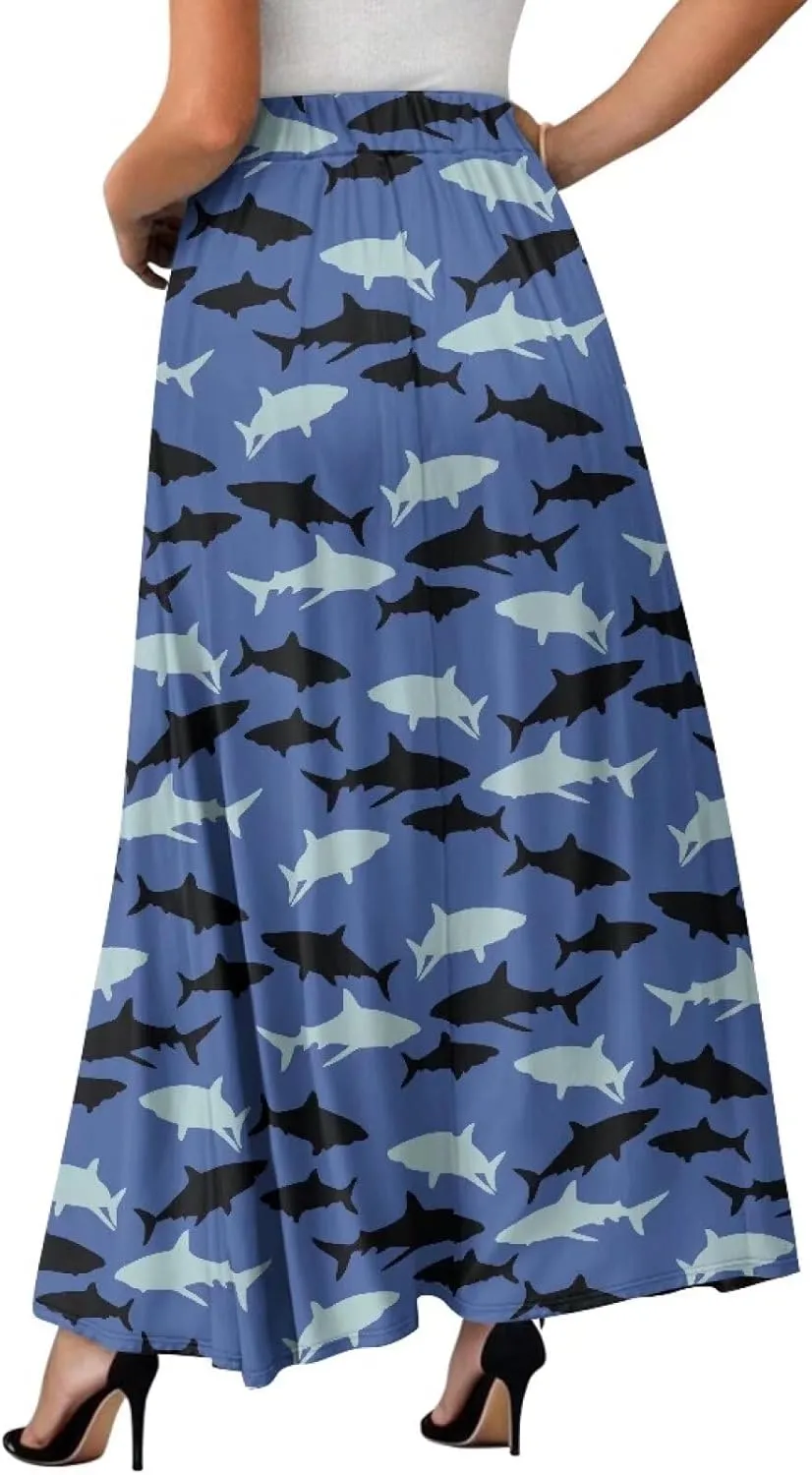 Women's High Waist A Line Maxi Skirt Summer A-Line Beach Maxi Skirt for Women Trendy Hem S,M,L,XL,2XL