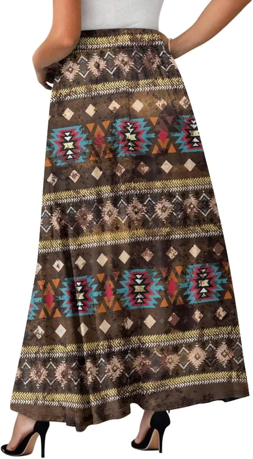 Women's High Waist A Line Maxi Skirt Summer A-Line Beach Maxi Skirt for Women Trendy Hem S,M,L,XL,2XL
