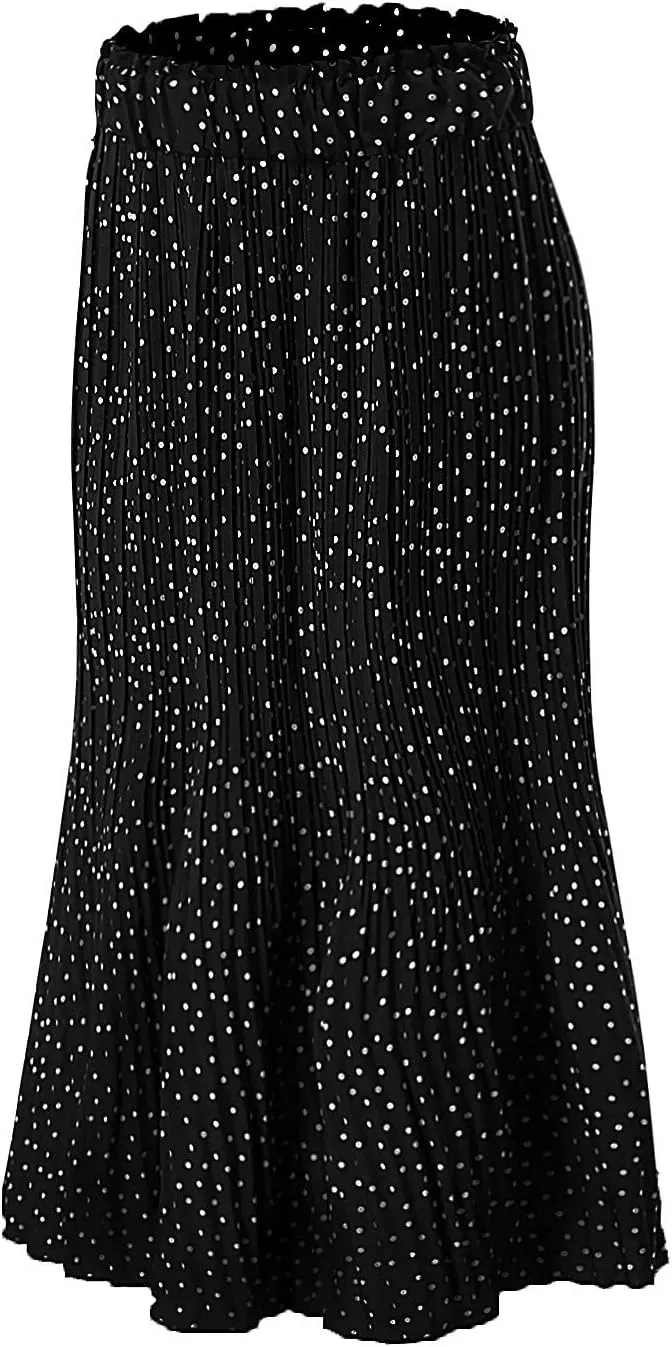 Womens High Waist Skirt Women's Elegant Long Maxi Skirt Dot Women's Pleated Midi Casual Waist Maxi Skirt Pleated