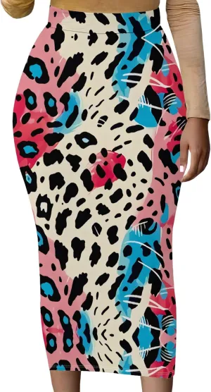 Women's High Waist Slim Bodycon Party Club Night Out Maxi Long Pencil Skirts Casual Elegant Floral Stretch Work Skirts Dress
