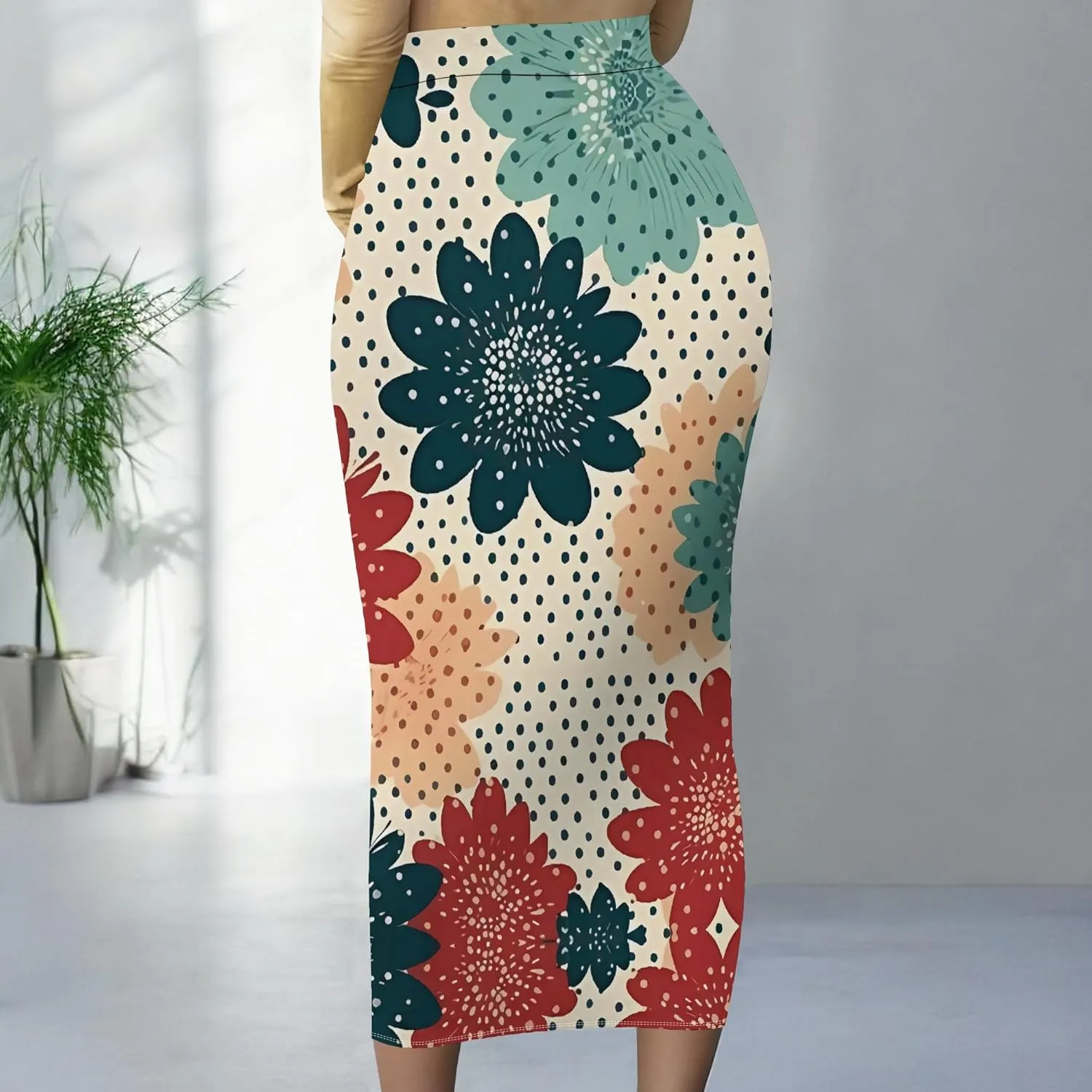 Women's High Waist Slim Bodycon Party Club Night Out Maxi Long Pencil Skirts Casual Elegant Floral Stretch Work Skirts Dress