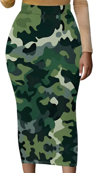 Women's High Waist Slim Bodycon Party Club Night Out Maxi Long Pencil Skirts Casual Elegant Floral Stretch Work Skirts Dress