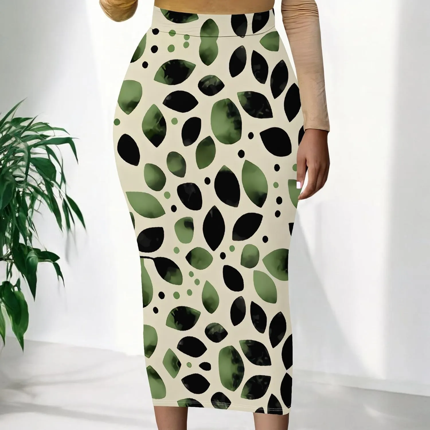 Women's High Waist Slim Bodycon Party Club Night Out Maxi Long Pencil Skirts Casual Elegant Floral Stretch Work Skirts Dress