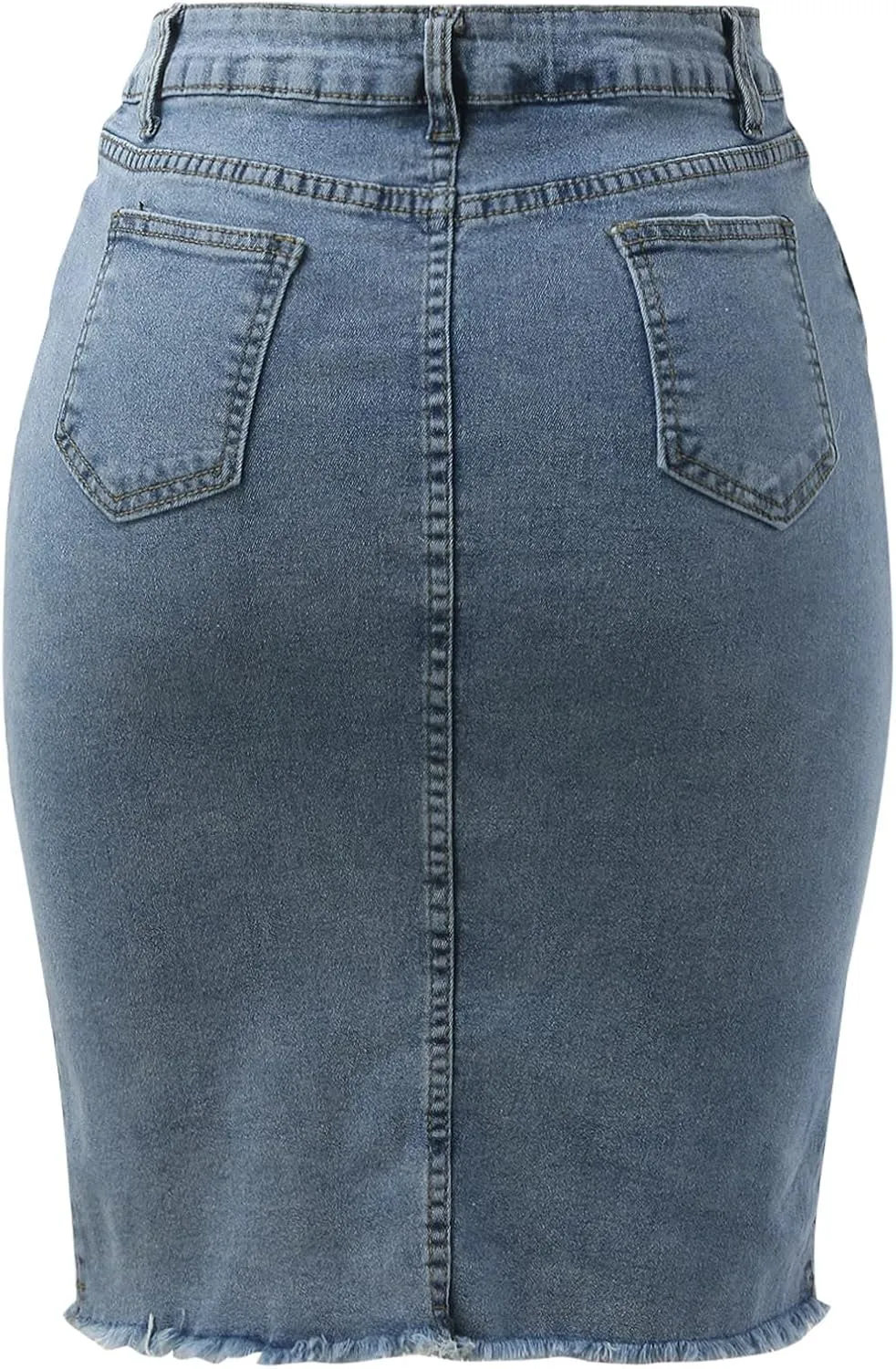 Women's High Waist Split Thigh Denim Long Maxi Skirt Wrap Waist Denim Skirt Split Front Thigh Long Jean Skirts
