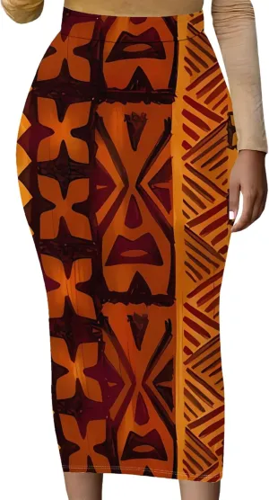 Women's High Waist Tummy Slim Bodycon Club Maxi Long Pencil Skirts Summer Fall Casual Elastic Below Knee Office Work Skirt