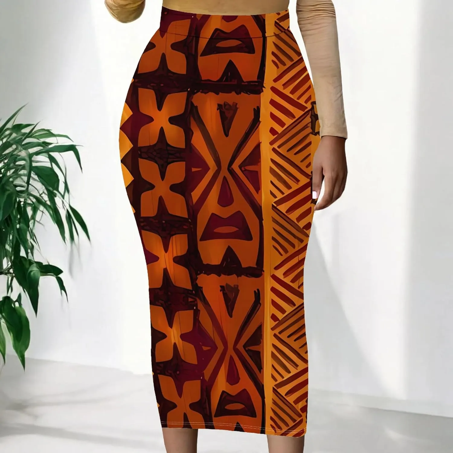 Women's High Waist Tummy Slim Bodycon Club Maxi Long Pencil Skirts Summer Fall Casual Elastic Below Knee Office Work Skirt