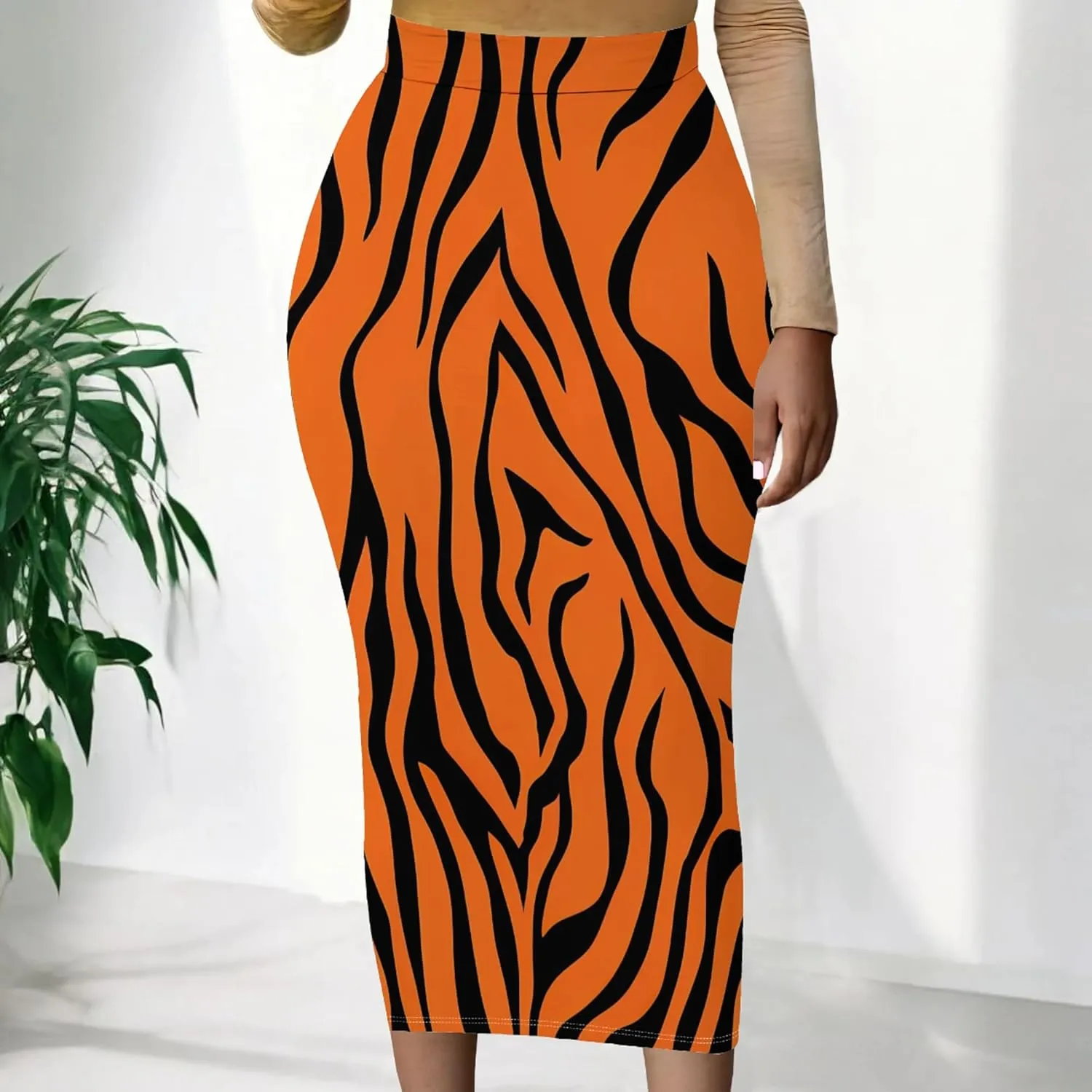Women's High Waist Tummy Slim Bodycon Club Maxi Long Pencil Skirts Summer Fall Casual Elastic Below Knee Office Work Skirt