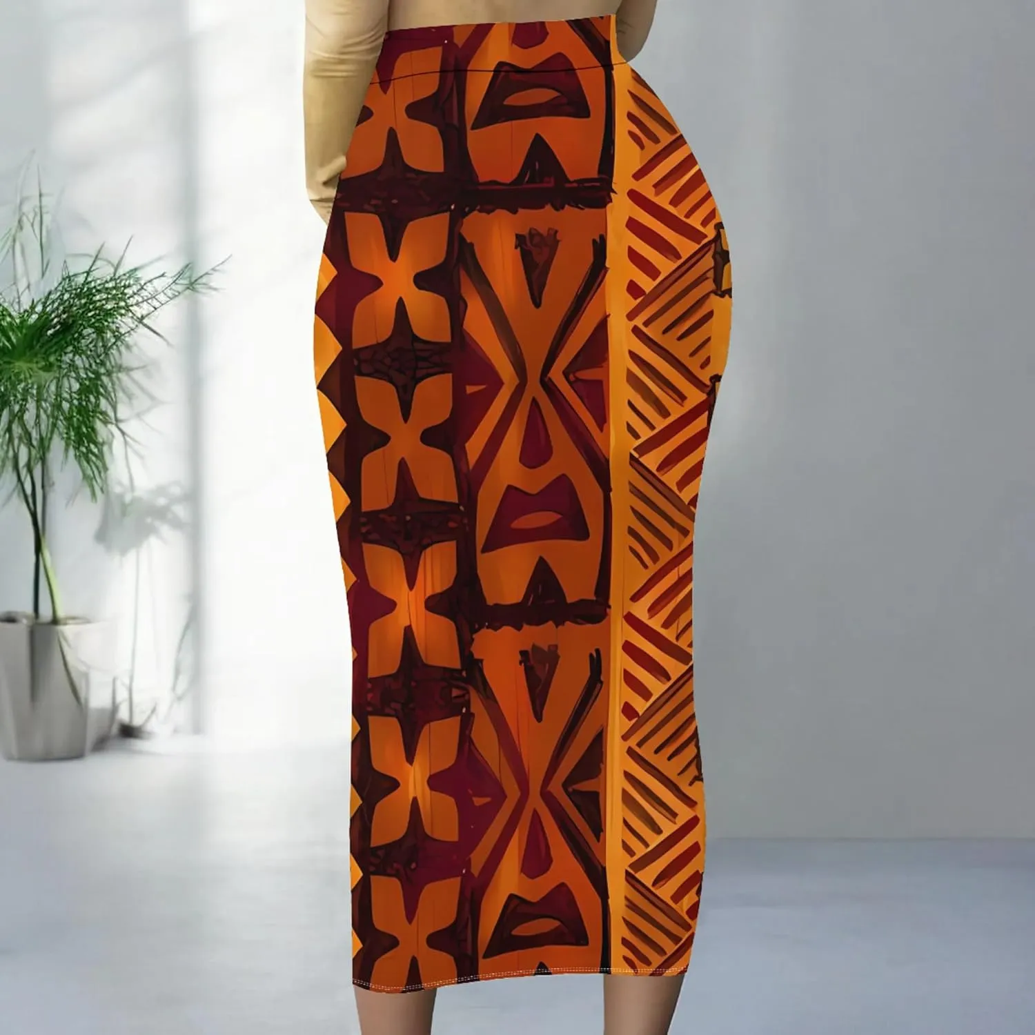 Women's High Waist Tummy Slim Bodycon Club Maxi Long Pencil Skirts Summer Fall Casual Elastic Below Knee Office Work Skirt