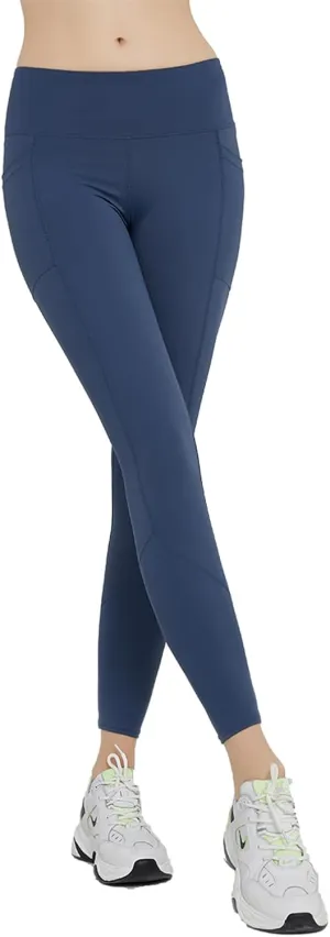 Womens Leggings with Pocket Tummy Control high Waisted Yoga Pants Workout Leggings Soft Women's Activewear Leggings,Blue,M